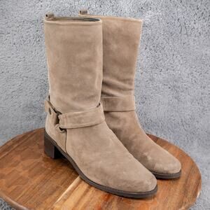 Stuart Weitzman Tan Suede Pull On Moto Boots in Womens Size 7.5 M